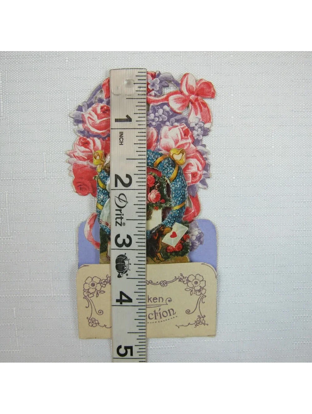Vintage Valentine 3D Pop Up Pull Down Die Cut Girl Flowers Wiener Dog Germany